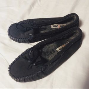 Grey Minnetonka Moccasins